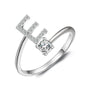 initial ring, initial rings, letter ring, silver letter rings, K ring, adjustable rings